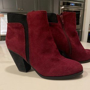 Blood Red Suede Booties